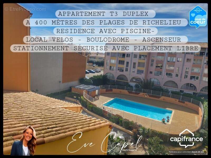Appartement à vendre 3 pièces LE CAP D'AGDE (34), DUPLEX T3 - 400 m des plages - Vendu Meublé - dans résidence avec Piscine & As - photo 18