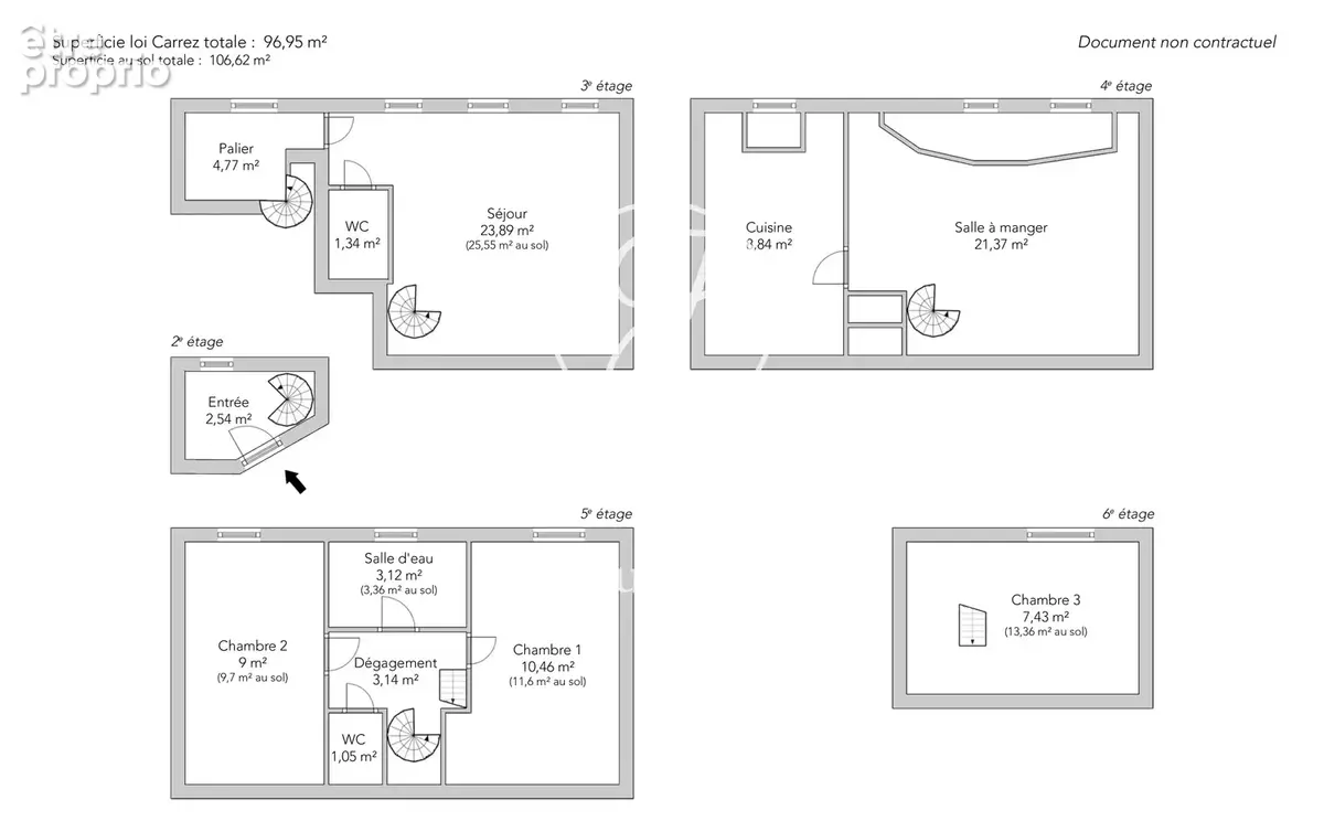 Paris 5e - MAUBERT-MUTUALITE / RUE MAÎTRE ALBERT - Triplex - 4 pièces - 96,95m² Carrez - 106,62m² au sol - 3 chambres - Esprit m - photo 20