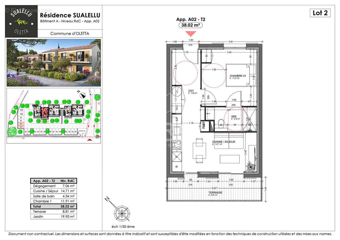 Appartement neuf T2 en rez-de-jardin à vendre à Oletta - photo 2