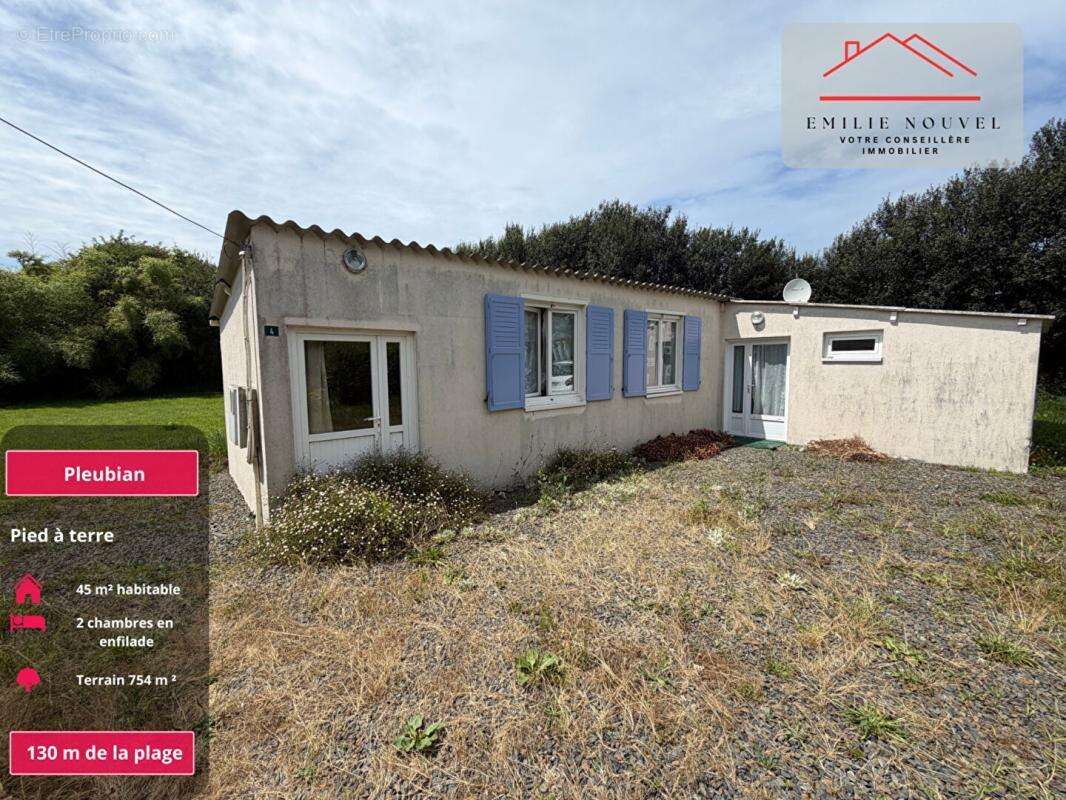 PLEUBIAN , Pied-à-terre littoral à 130 m de la plage, terrain 754 m² - photo 2