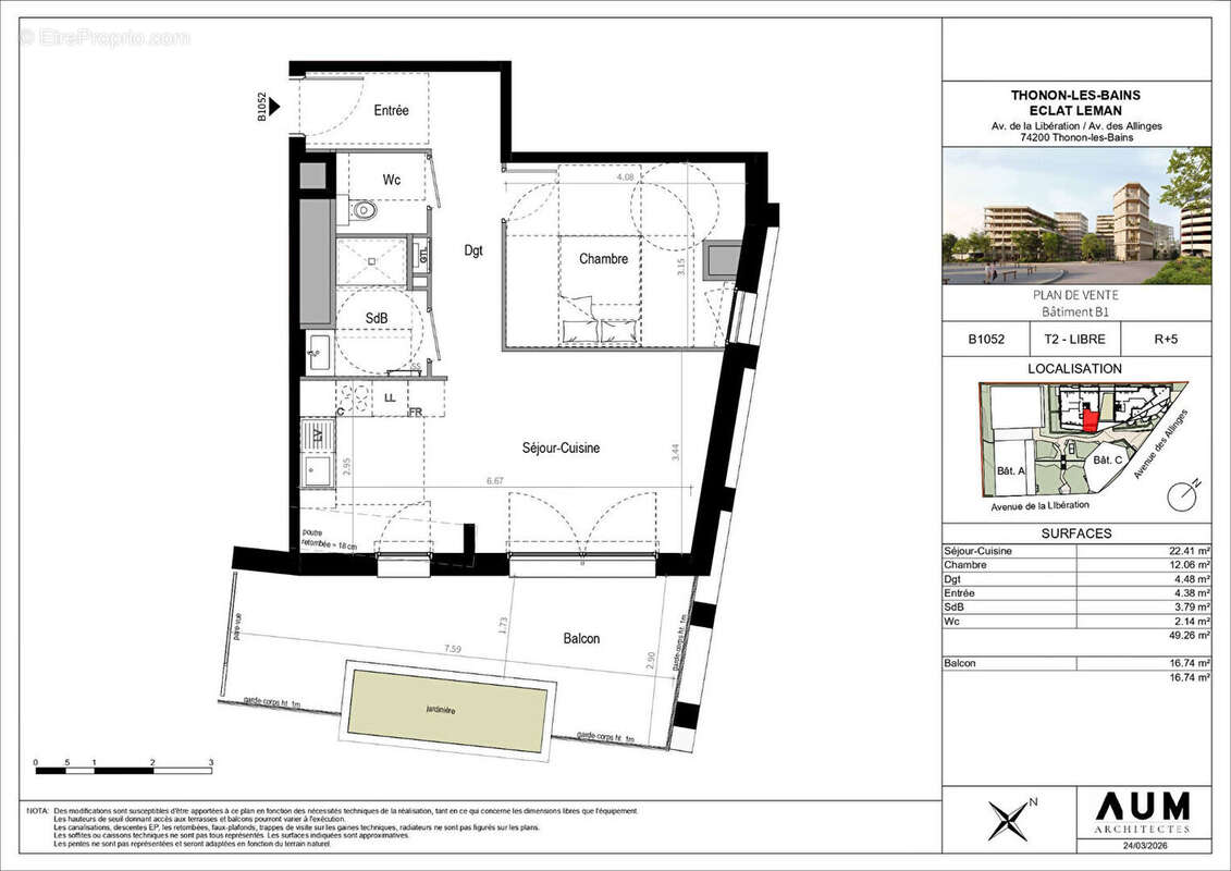 THONON LES BAINS - Appartement T2 - 49.26m² - photo 2