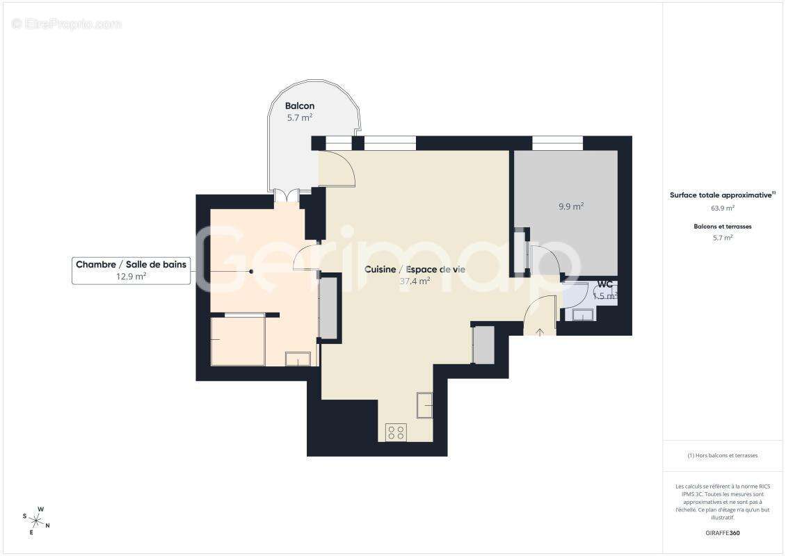 Vente - Appartement - 3 pièces + cuisine - 64 m² - 530 000 € - - photo 20