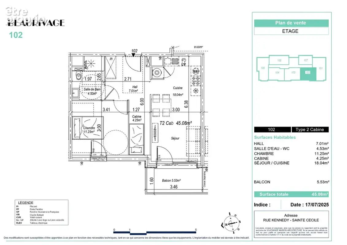 Appartement Sainte Cécile 2 pièces cabine 45.08m² - photo 2