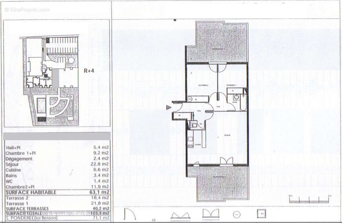 Montpellier (34) appartement T3 (65 m2) + 40 m2 de Terrasses - photo 4