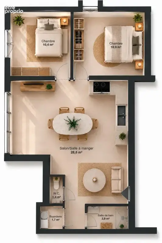 Appartement Vertou 3 pièce(s) 58.99 m2 - photo 6