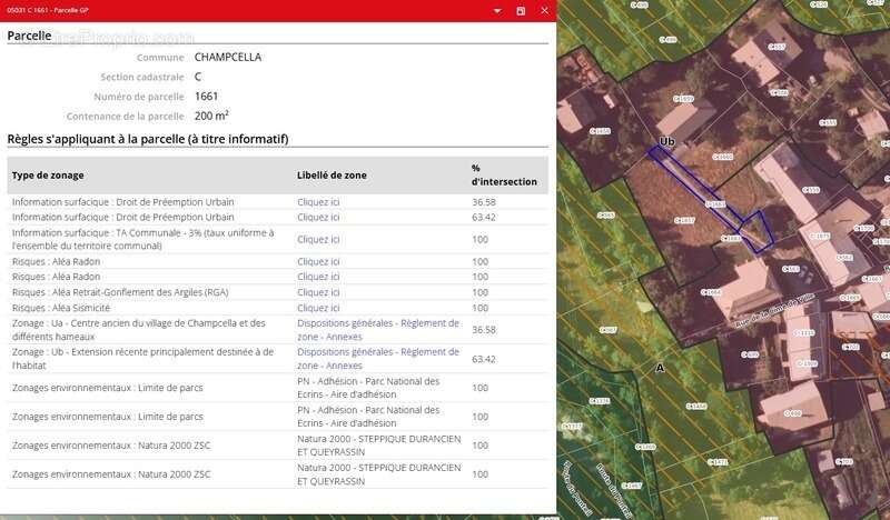 Terrain à CHAMPCELLA