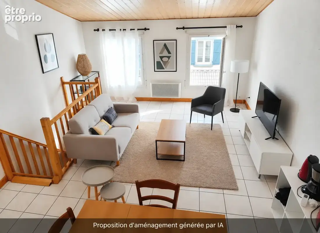 Ensemble immobilier de 108 m2 divisé en 2 logements T2 bis avec garage, cour et balcon - photo 4