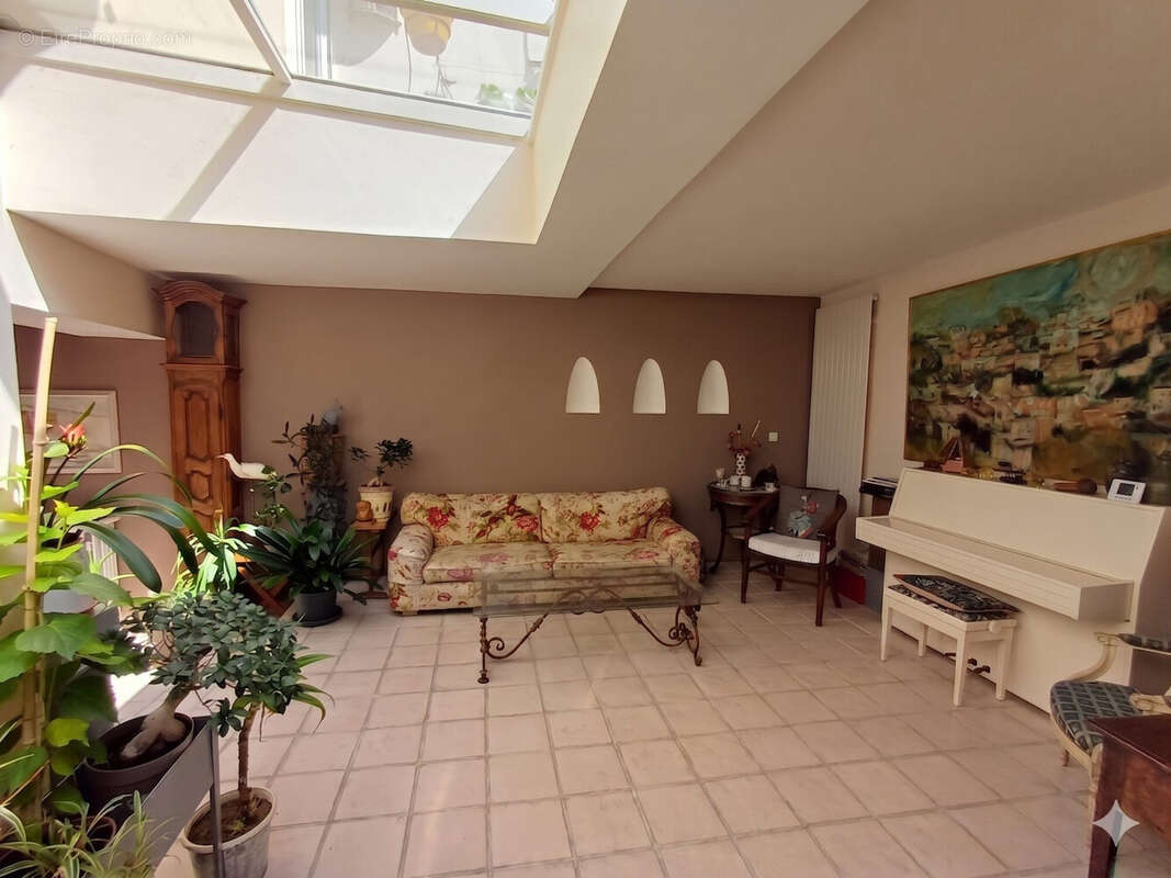 salon bas avec puits de lumière - Maison à BRIGNAIS