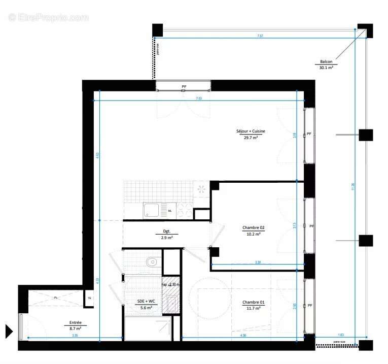 Appartement à GENNEVILLIERS