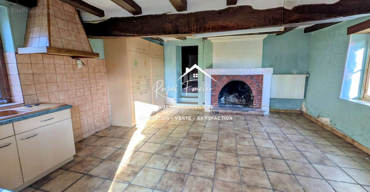 Cuisine avec cheminée - Maison à DANGE-SAINT-ROMAIN