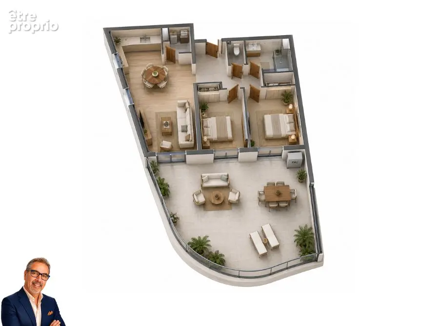 Appartement  3 pièces climatisé avec grande terrasse et garage - photo 8