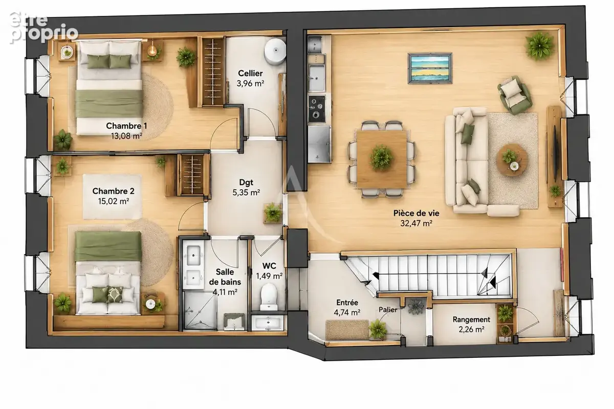 Rochefort ? superbe t3 de 77,74 m² ?  prestations haut de gamme ! - photo 2