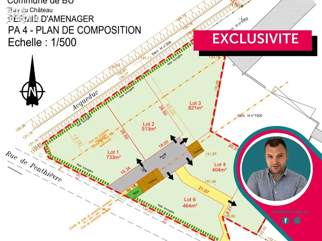 sur la commune de Bu, dans résidence privée terrains clos à Bâtir de 404 à 821 m², - photo 5
