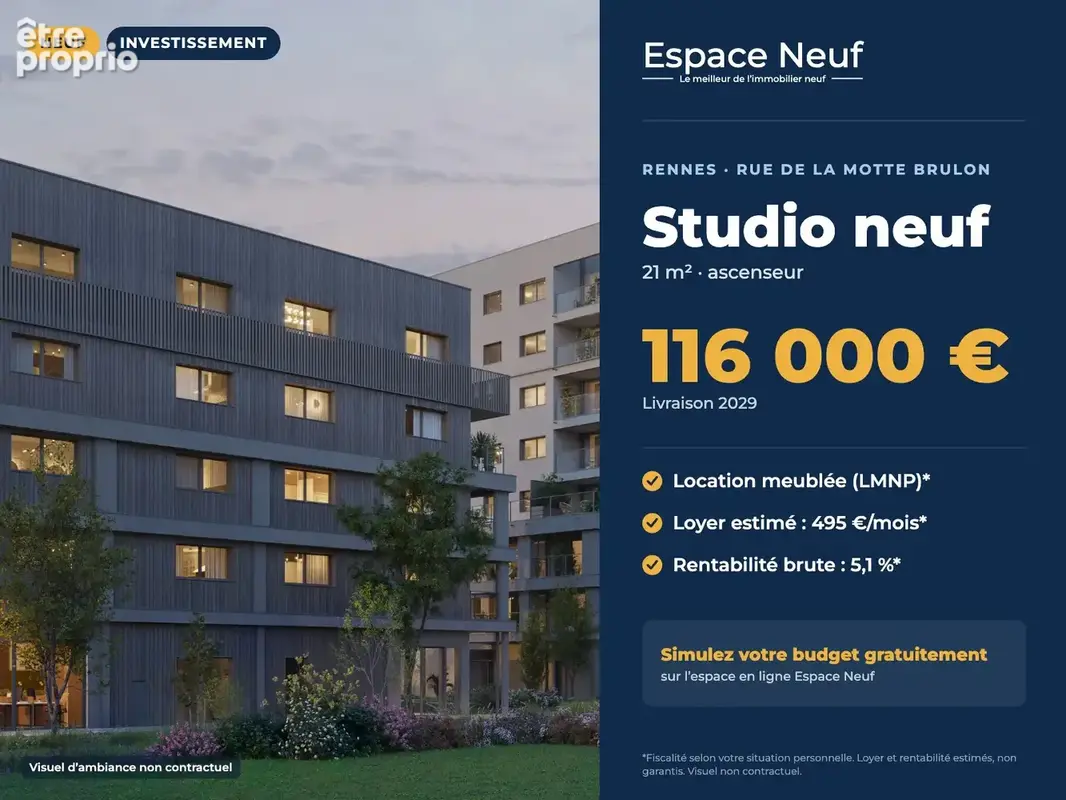 RENNES - Rue de la motte Brulon - Studio équipé - Pret à être loué - photo 1