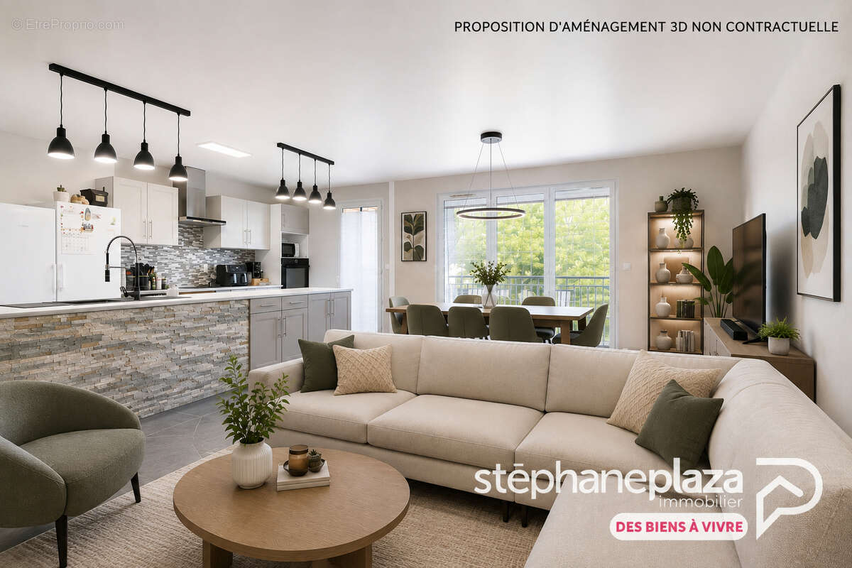 Appartement traversant de 94.5m² - 3 chambres avec BALCON de 13.9m² et DOUBLE GARAGE de 32.5m² - AMBERIEUX-EN-DOMBES - photo 3