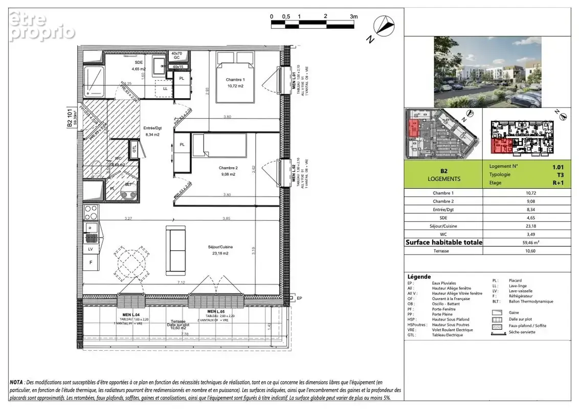 Appartement 3 pièces 59 m² à vendre à Bretteville-Sur-Odon (14760) - photo 2