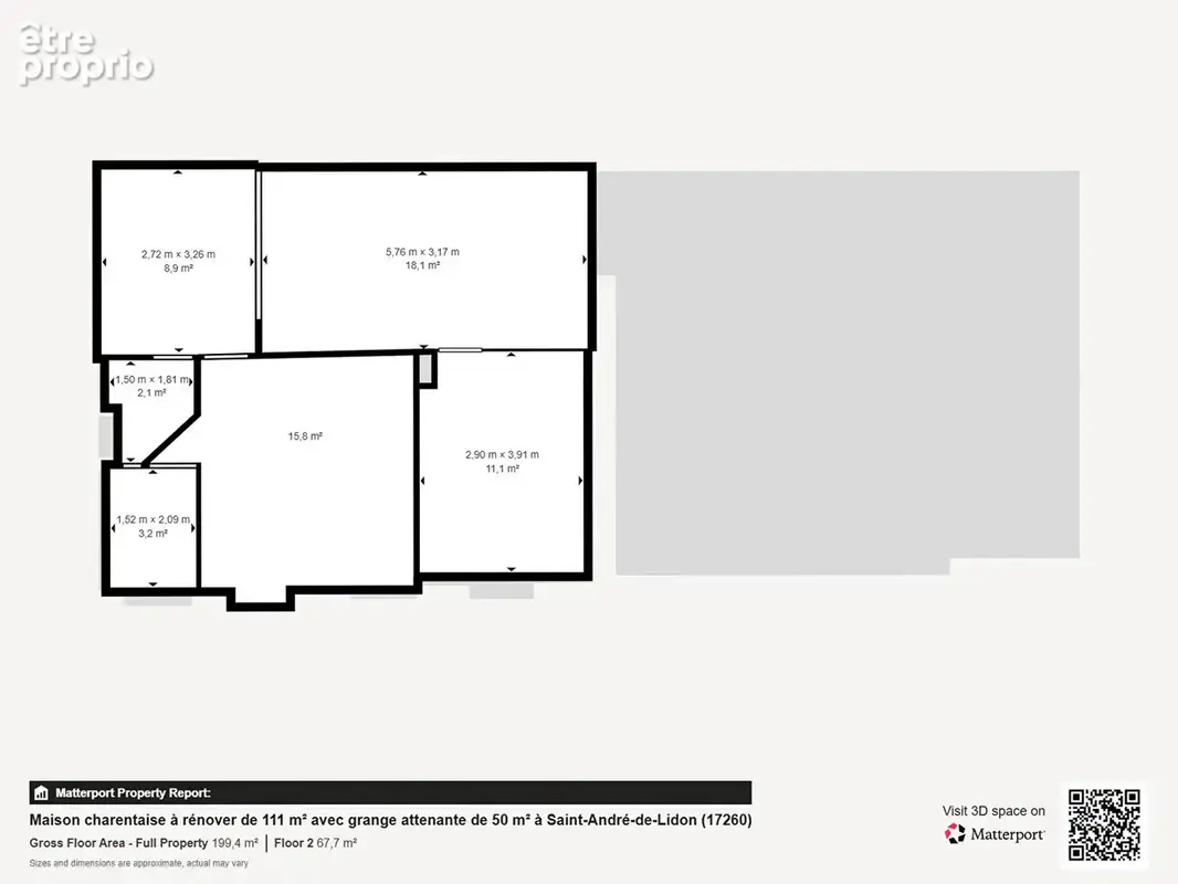 Maison charentaise à rénover de 111 m² avec grange attenante de 50 m² à Saint-André-de-Lidon (17260) - photo 14