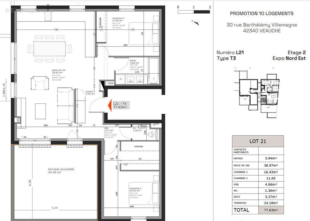Appartement à VEAUCHE
