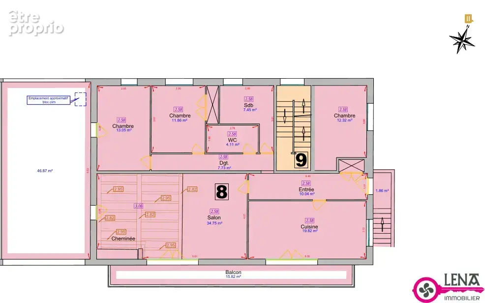 Grand appartement T4 avec terrasse, cour et stationnement - photo 2