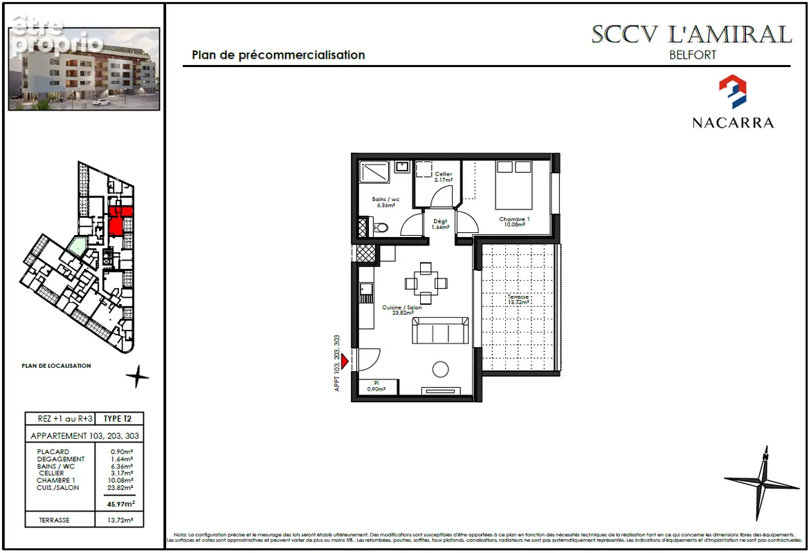 Appartement Belfort 2 pièce(s) 45.97m2 - photo 6