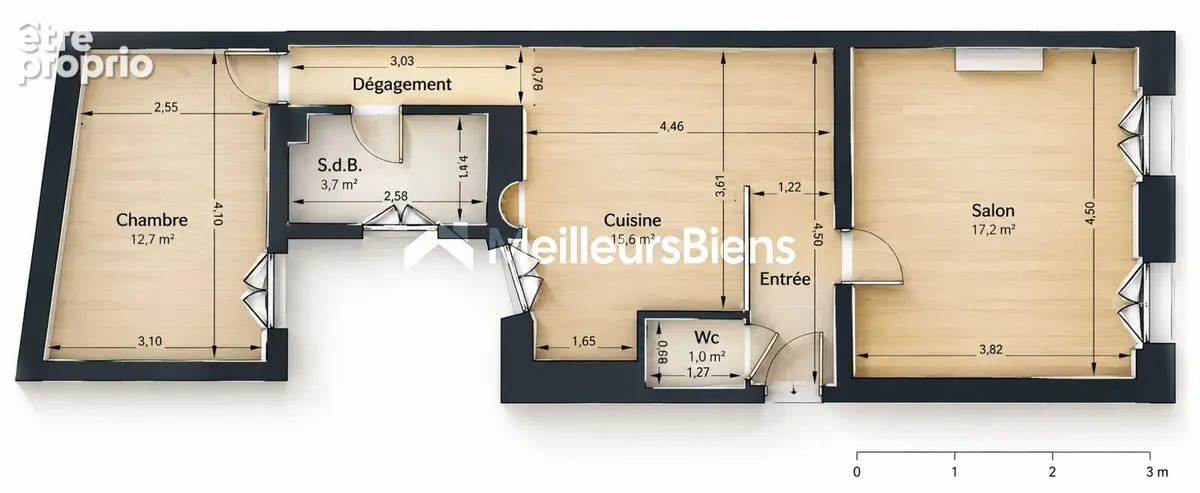 Paris 17/18e – Métro Guy Môquet – Grand 2 pièces de 53,60 m² avec cave - photo 9