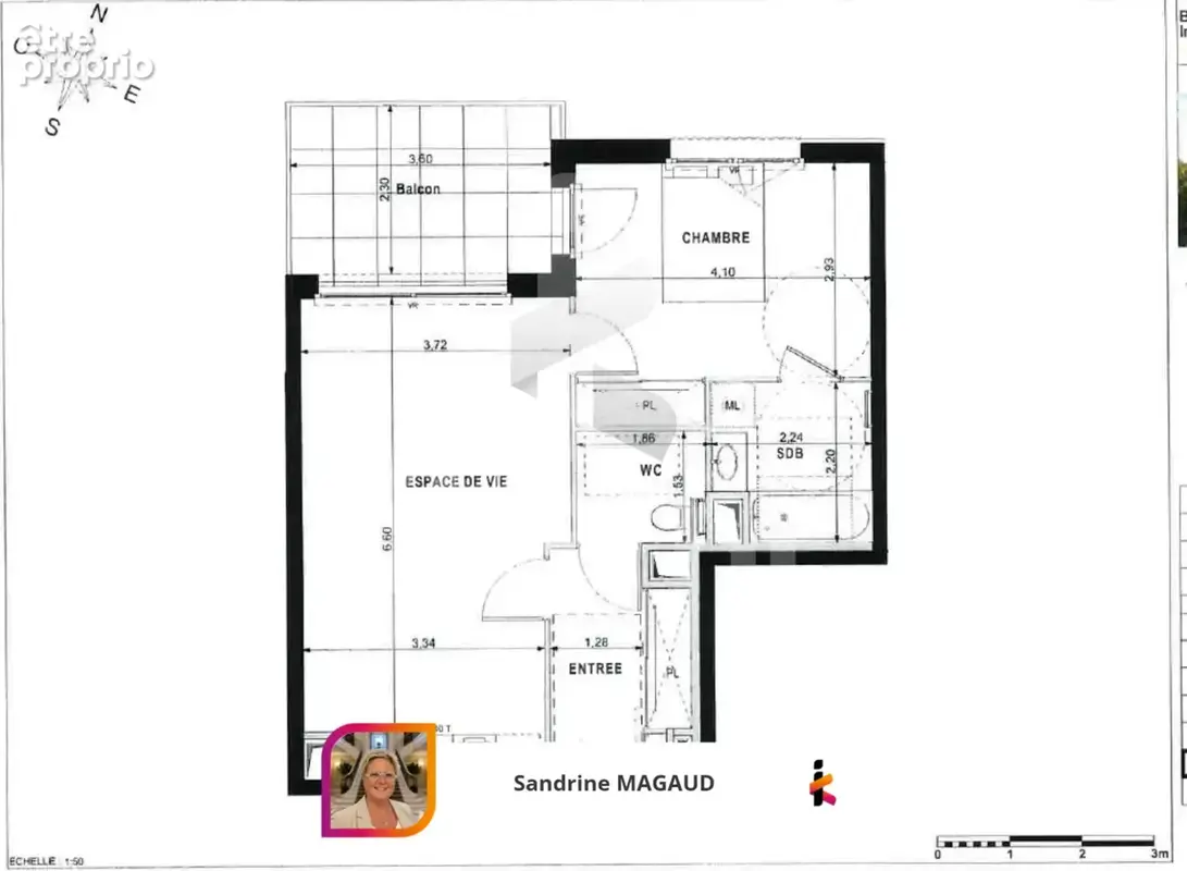Appartement T2 de 48 m2 avec terrasse et stationnement - photo 3