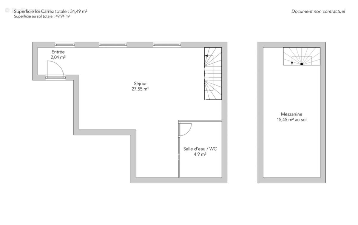 Paris 4e – QUINCAMPOIX – Appartement - 2 pièces  - 34,49m² Carrez - 49,94m² au sol. - photo 8