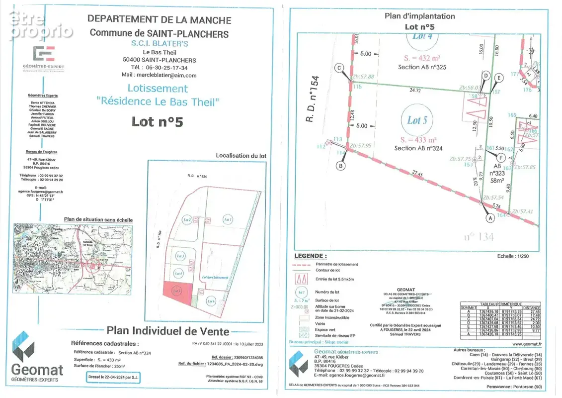 À vendre terrains à bâtir viabilisés de 432 à 435 m² à Saint-Planchers - photo 5