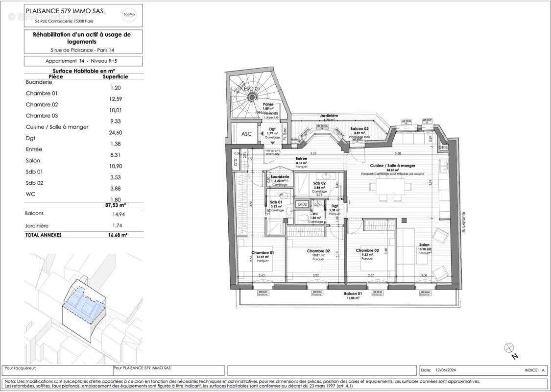 Appartement à PARIS-14E