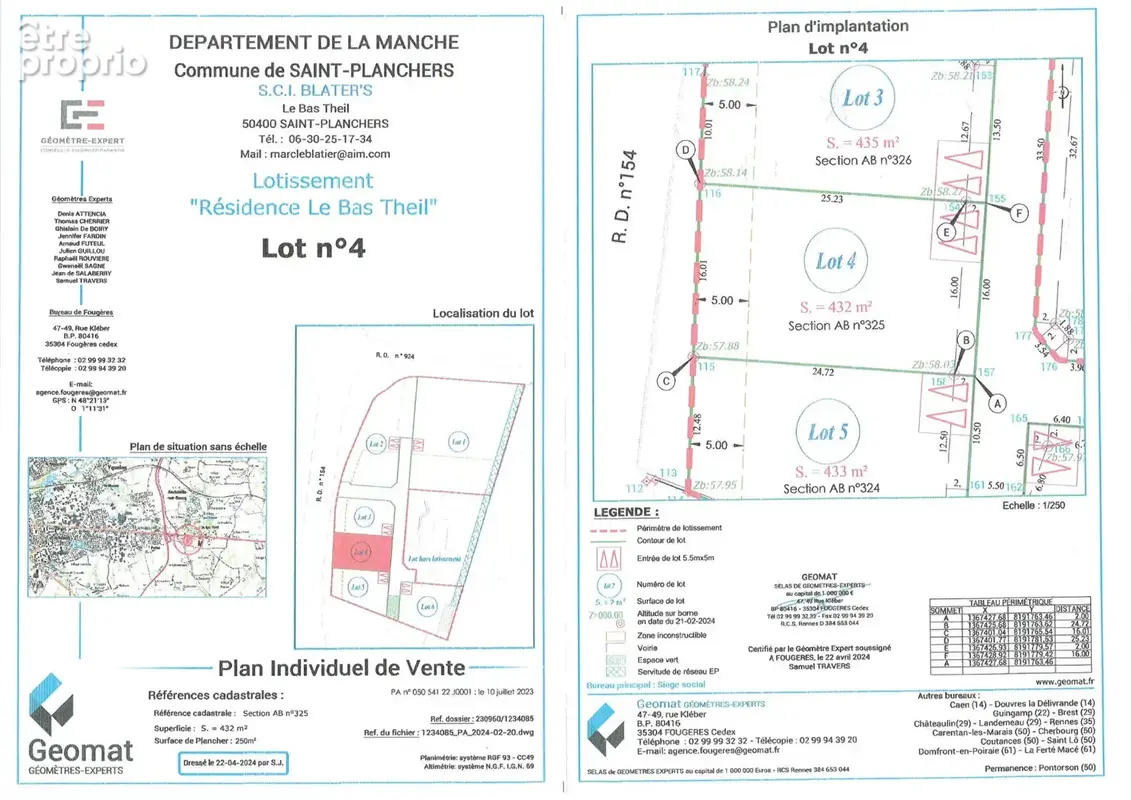 À vendre terrains à bâtir viabilisés de 432 à 435 m² à Saint-Planchers - photo 5