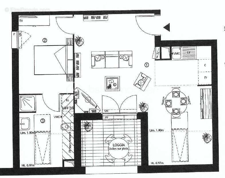 A vendre F2 de 47,4 m² – Dernier étage – Balcon – Parking couvert – Éco-quartier de Ris-Orangis - photo 9