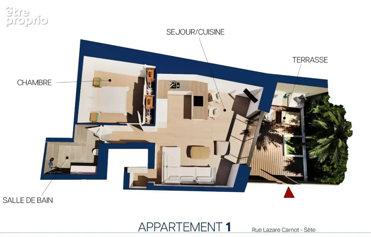 Sète centre-ville  Superbe T2 de 51 m² entièrement rénové avec terrasse de 18 m², au sein d'une copropriété intimiste de seulem - photo 3