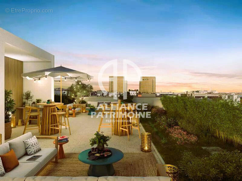 Terrasse et vue sur parck  - Appartement à PARIS-13E