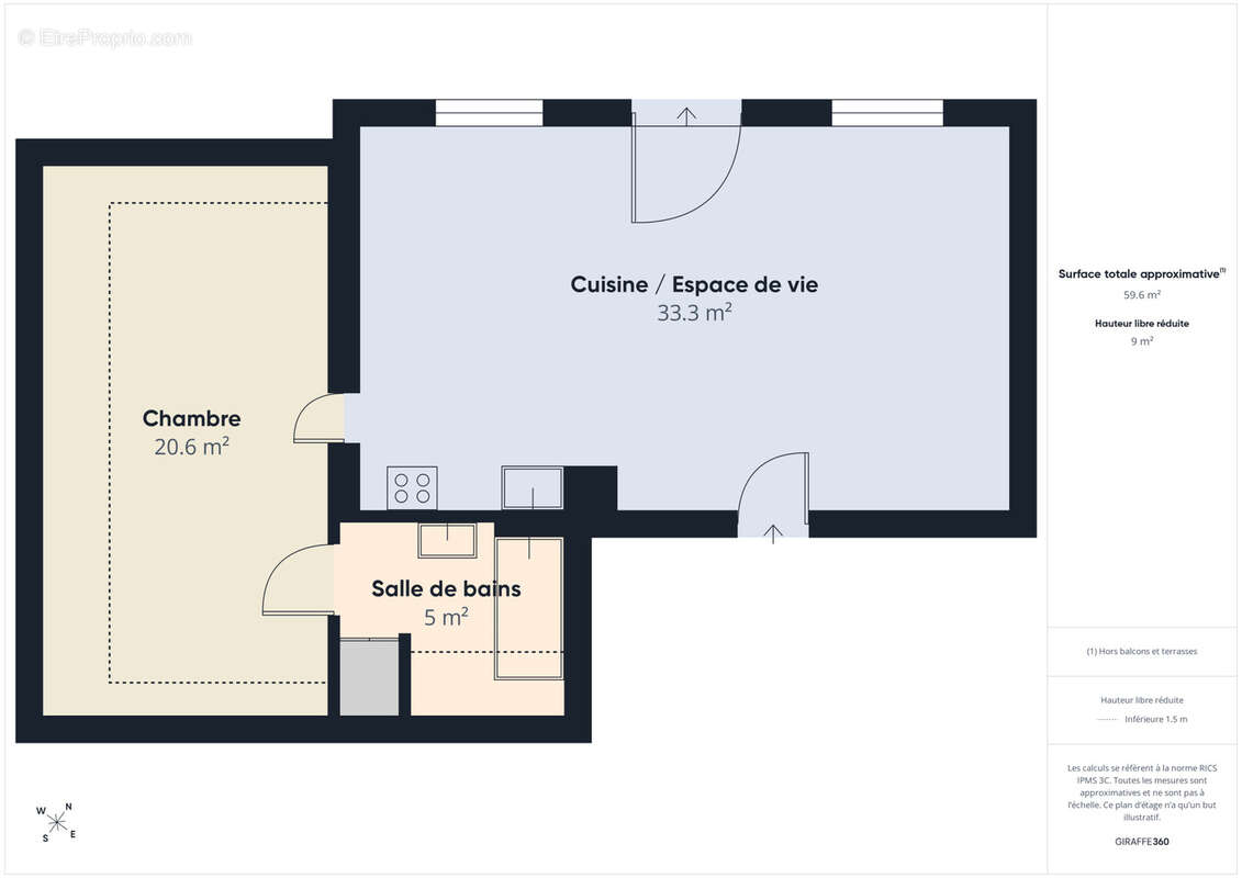 Magnifique 2p 66m2 habitables, climatisé et cuisine équipée - photo 4