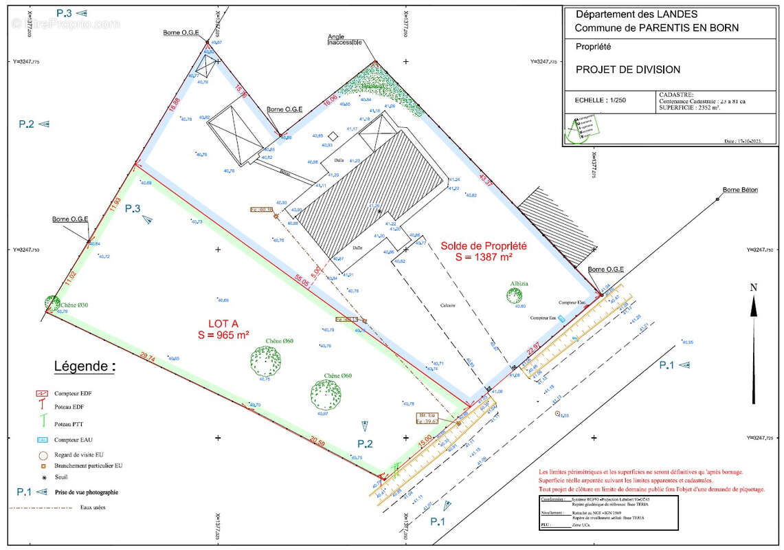 Terrain à PARENTIS-EN-BORN