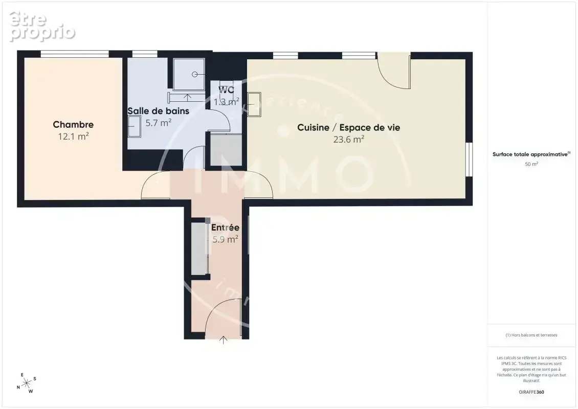 Vente - Appartement - 2 pièces + cuisine - 53,28 m² - 162 750 € - photo 10