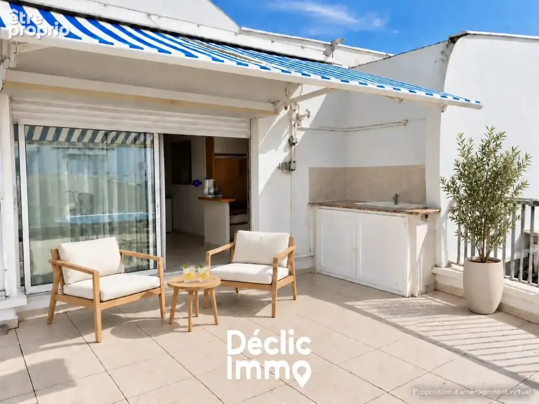 Studio rénové à 100 m de la plage  Dernier étage, terrasse de 28 m² vue mer et parking - photo 8
