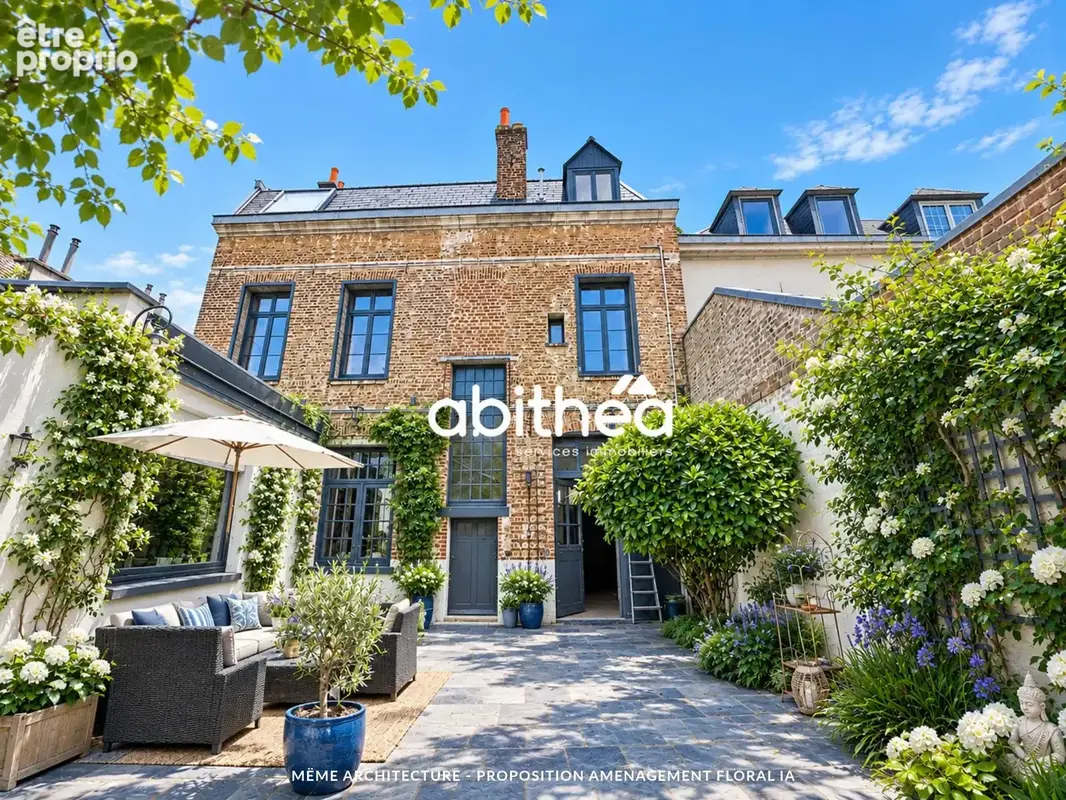 Maison en pierres blanches avec garage et extérieur - photo 3