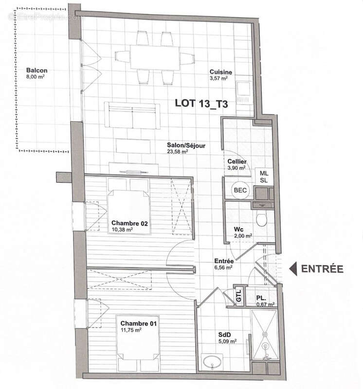 Appartement 67 m² à Lithaire  - photo 2