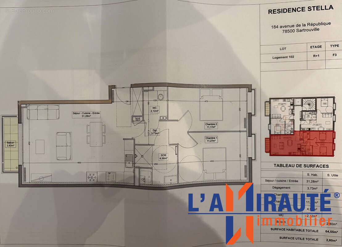 Appartement Sartrouville 3 pièce(s) 64.58 m2 - photo 2