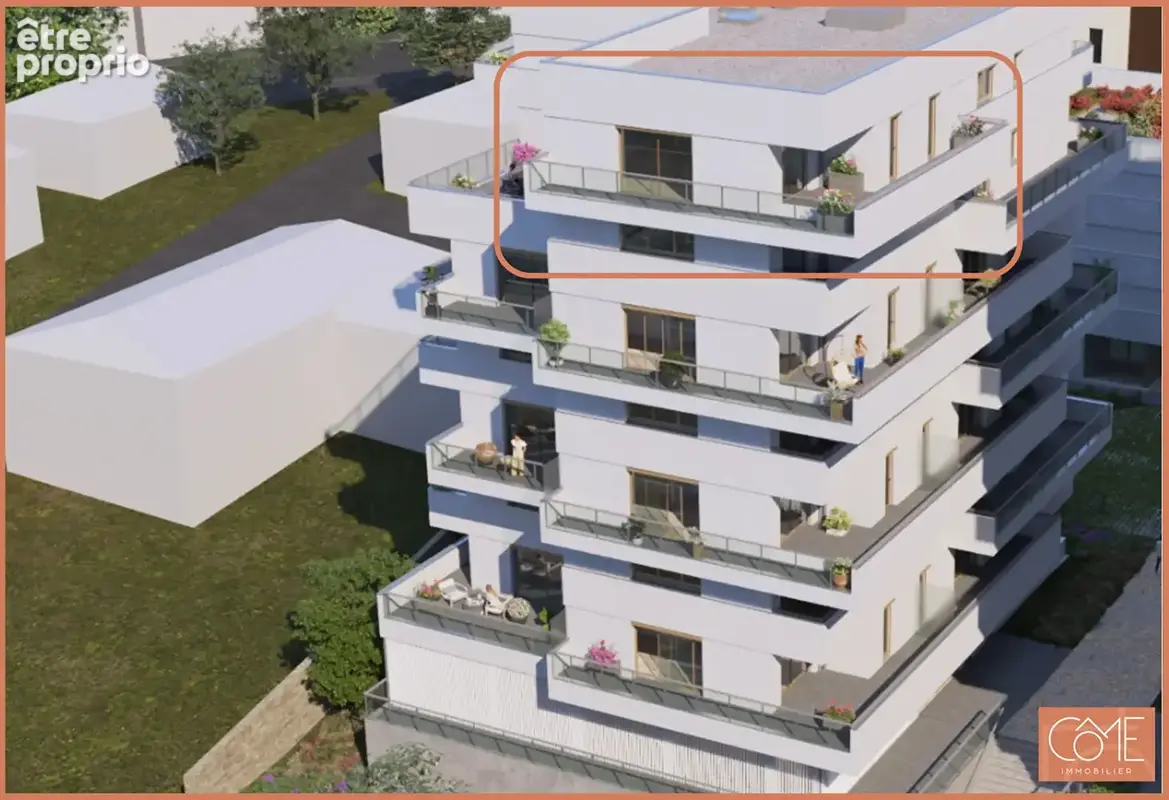 Type 3 de 76,85m²  - dernier etage - terrasse 33m² et parking - triplement expose - saint helier - rennes - photo 3