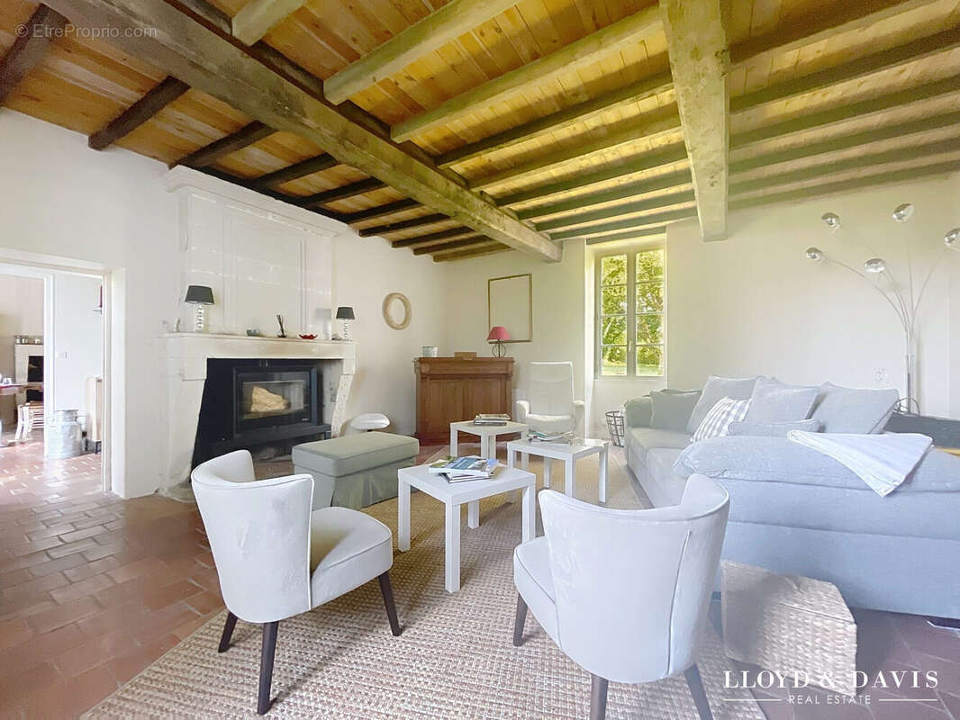 salon avec poêle à bois - Maison à SAINTE-RAMEE