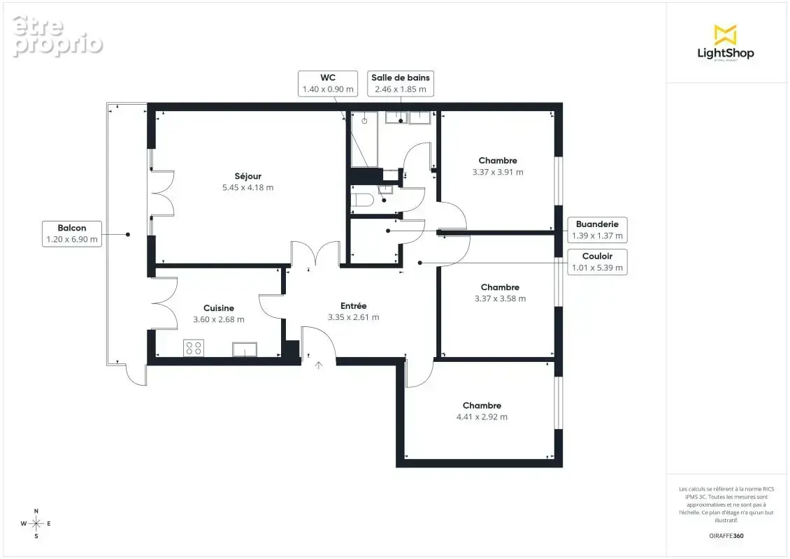 Appartement 4 pièces de 91 m² Carrez avec balcon de 8m2 et garage - Rue Frédéric Mistral/Place des Maisons Neuves - photo 14