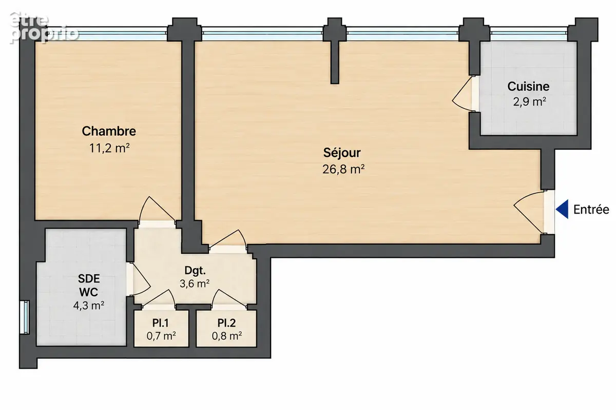 Grand 2 pièces de plus de 50 m² en centre-ville - photo 12
