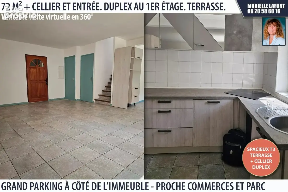 Appartement duplex T3 73 m², terrasse, bien situé - photo 2