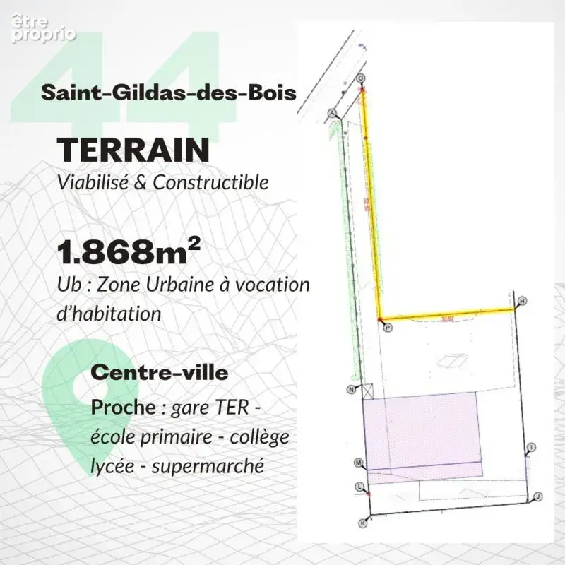 1868 m2 constructibles en plein coeur de St-Gildas-des-Bois - photo 3