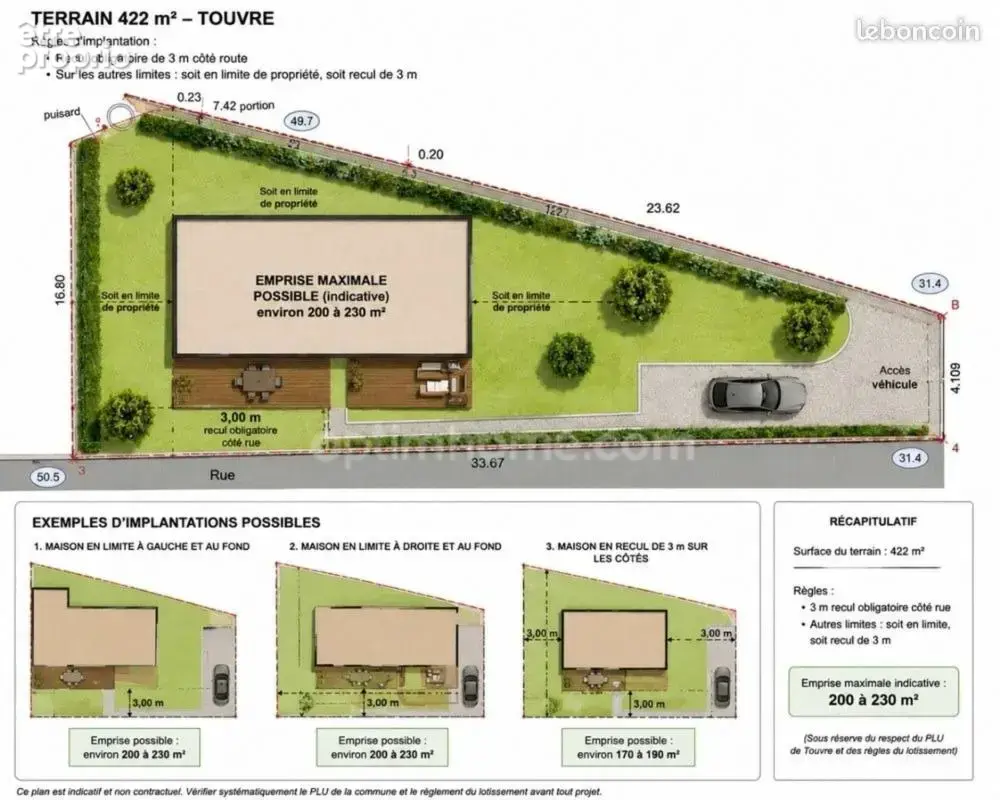  Terrain à bâtir de 422 m² – Touvre– 35 000 € FAI - photo 4