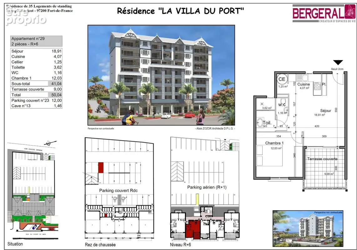 Fort-de-France / Marina Etang z'abricots : T2 récent au 6ème étage - photo 3
