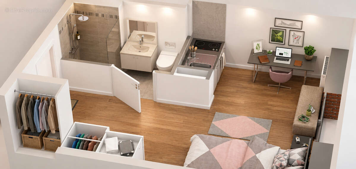 Le havre - studio 23,44 m²  résidence étudiante gérée secteur docks vauban - photo 3