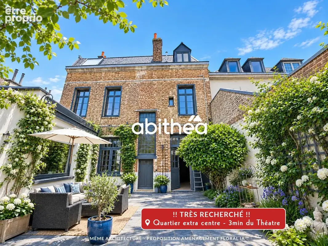 Maison en pierres blanches avec garage et extérieur - photo 1